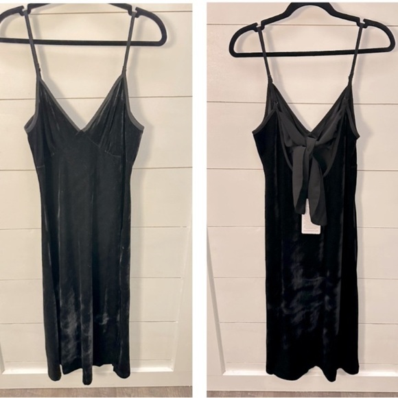 NWT BAND OF GYPSIES GIRL CRUSH Black Velvet woman spaghetti strap dress MED - Picture 4 of 13